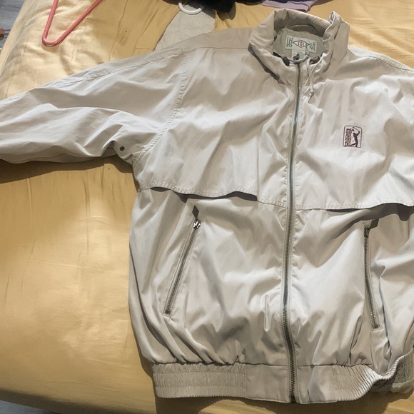 PGA Tour Windbreaker. Mens Medium. Biege - Picture 3 of 3
